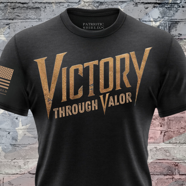 Victory Through Valor patriotic warrior t-shirt for men and women